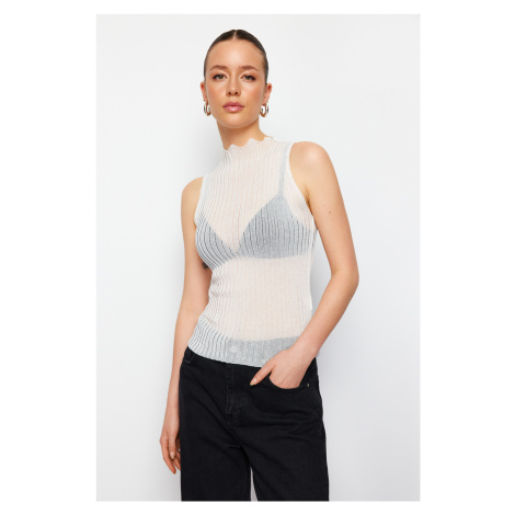 Trendyol Ecru Sheer Look Knitwear Blouse