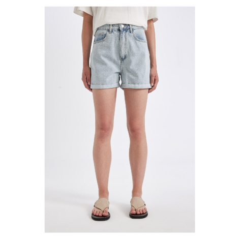 DEFACTO Mom Fit High Waist Folded Leg Jean Shorts