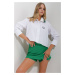 Trend Alaçatı Stili Women's White Color Block Embroidered Poplin Shirt