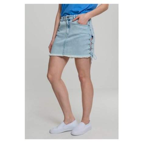 Women's denim lace-up skirt blue bleached Urban Classics