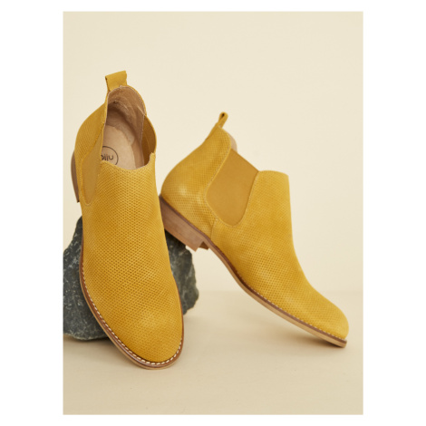 Hnedé dámske vzorované semišové chelsea topánky OJJU