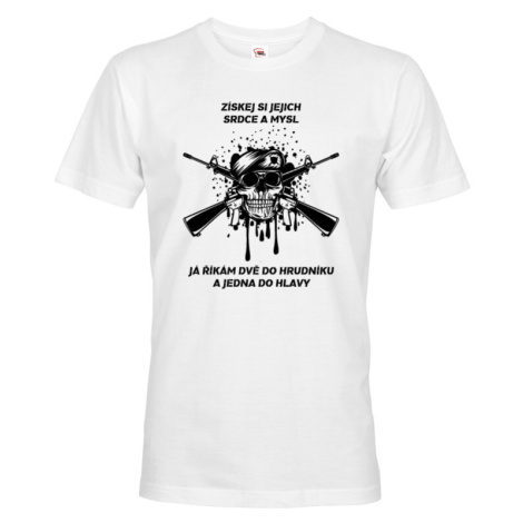 Pánske army tričko Dve do hrudníka a jedna do hlavy - ideálne pre military