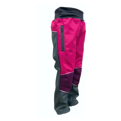 Summer softshell trousers - gray-raspberry-pink