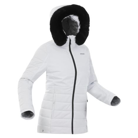Dámska lyžiarska bunda warm 100 predĺžená biela