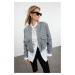 Trendyol Grey Regular Pattern Knitted Cashmere Bomber Jacket Coat