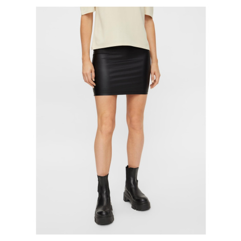 Black Leatherette Sheath Mini Skirt Pieces New Shiny - Women