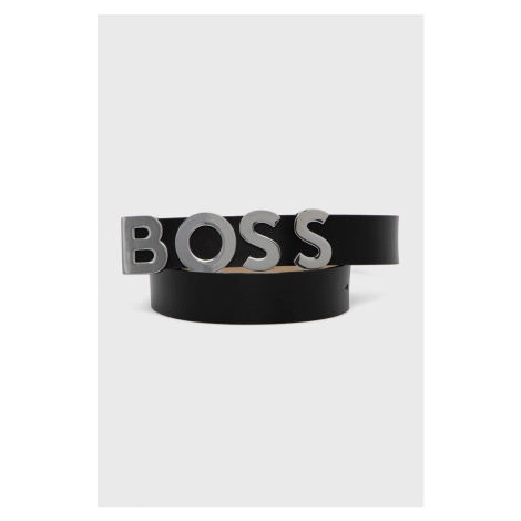 Kožený opasok BOSS dámsky, čierna farba Hugo Boss