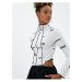 Koton Long Sleeve T-Shirt Crop Printed Asymmetrical Cut with Stitching Detail