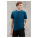 GRIMELANGE Chad Men's Slim Fit Ultra Stretchy Short Sleeve Round Neck Petrol Green T-Shirt