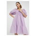 Šaty Bruuns Bazaar fialová farba, mini, áčkový strih