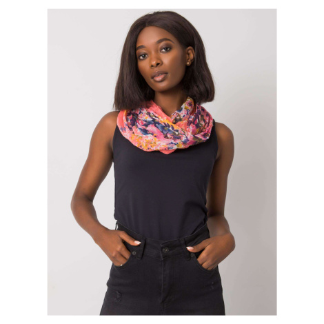 Coral and dark blue scarf with flowers