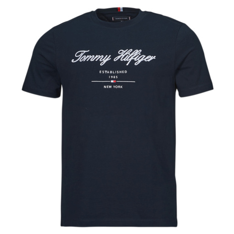 Tommy Hilfiger  SCRIPT LOGO TEE  Tričká s krátkym rukávom Námornícka modrá