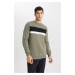 DEFACTO Regular Fit Crew Neck Color Block Basic Plain Sweatshirt