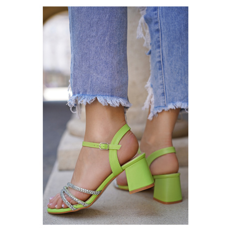 Zelené sandále na hrubom podpätku Gracie Belle Women