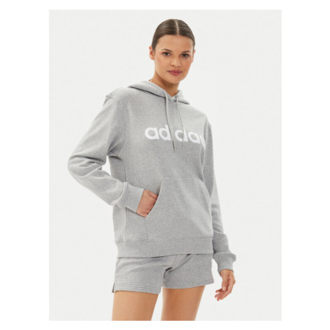 Adidas Mikina Essentials Linear Hoodie IC6884 Sivá Regular Fit