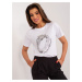 White T-shirt with appliqués and print