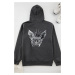 Trendyol Anthracite Melange Oversize/Wide Cut Freedom Back Printed Sweatshirt