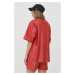 Košeľa Karl Lagerfeld dámska, červená farba, voľný strih, s klasickým golierom
