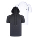 DUAL SET T8570 DEWBERRY HOODED MEN'S T-SHIRT-WHITE-ANTHRACITE