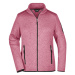 James & Nicholson Dámska bunda z pleteného fleecu JN761 - Ružový melír / off-white