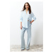 Trendyol Blue Oversize Wide Fit Woven Shirt