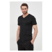 Bavlnené tričko Lacoste TH3374-001, čierna farba, jednofarebné