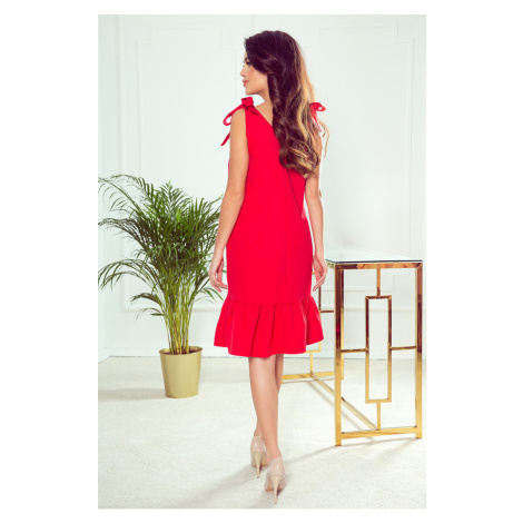 Červené dámské šaty s na ramenou a s volánkem XXL model 8431488 - numoco