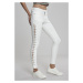 Ladies Denim Lace Up Skinny Pants - white