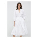 Šaty Lauren Ralph Lauren biela farba, midi, áčkový strih
