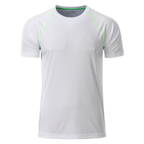 James & Nicholson Pánske funkčné tričko JN496 - Bielo-žiarivo zelená