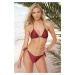 Trendyol Claret Red Triangle Stone Regular Bikini Set