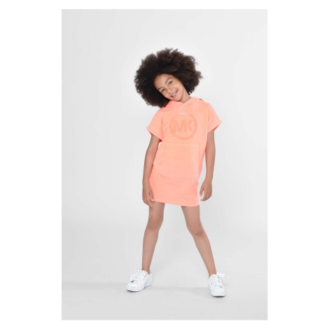 Dievčenské bavlnené šaty Michael Kors oranžová farba, mini, rovný strih