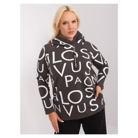 Dark khaki cotton sweatshirt plus size with print