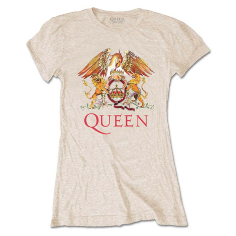 Queen tričko Classic Crest Natural