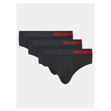 KARL LAGERFELD Súprava 3 kusov slipov Hip Logo 230M2102 Čierna
