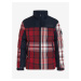Červeno-modrá pánska zimná prešívaná bunda Tommy Hilfiger New York Check Puffer Jacket
