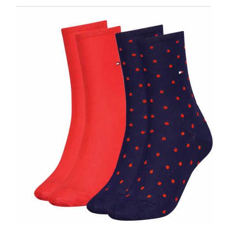TOMMY HILFIGER - 2PACK red & navy dots ponožky