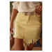 Yellow denim skirt with frayed trim