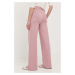 Nohavice Max Mara Leisure dámske, ružová farba, rovné, vysoký pás