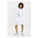 Trendyol White Leaf Printed and Hooded Knitted Dress