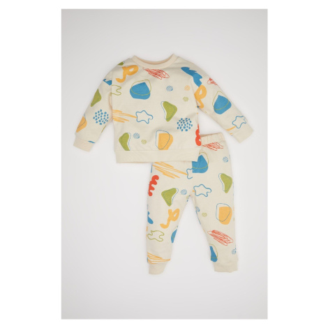 DEFACTO Baby Boy Patterned Seasonal Sweatshirt Tracksuit Bottom Top Set