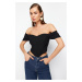 Trendyol Black Carmen Collar Woven Bustier