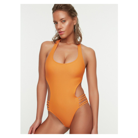 Oranžové dámske jednodielne plavky Trendyol