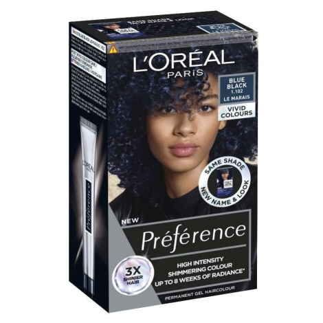 L'Oréal Paris Préférence Vivid Colors permanentná farba na vlasy 1.102 Le Marais - Blue Black, 6