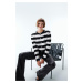 DEFACTO Regular Fit Striped Crew Neck Pique Cardigan