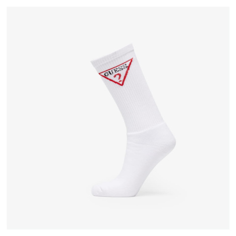 GUESS Triangle Logo Crew Socks Oatmeal Heather/White