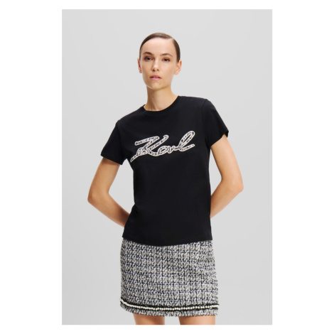 Tričko Karl Lagerfeld Boucle Karl Signature T-Shirt Black