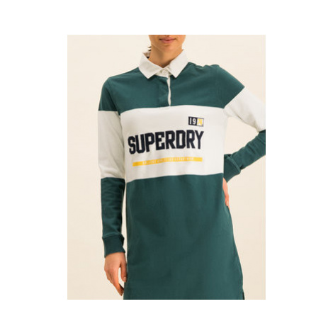 Superdry Úpletové šaty Webb Rugby W8000056A Zelená Regular Fit