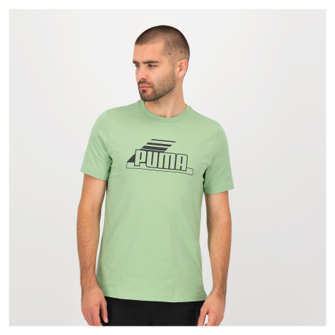Bavlnené pánske tričko na fitnes s krátkym rukávom zelené Puma