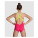 Arena girls butterfly swimsuit v back freak rose/soft green